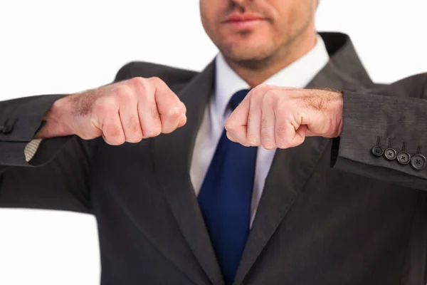 Sección media de un hombre de negocios con el puño cerrado — Foto de Stock