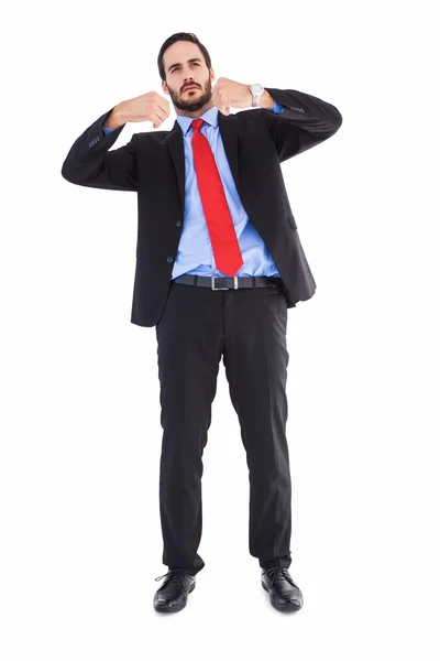 Fokuserade affärsman håller något med sina händer — Stockfoto