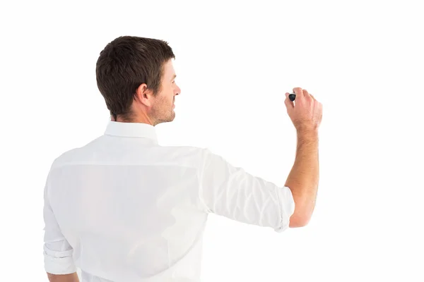 Hombre de negocios escribiendo con tiza — Foto de Stock