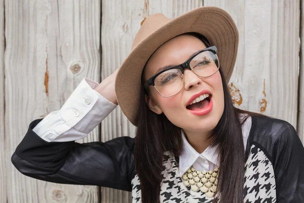 Pretty hipster posing for camera — Stock Photo, Image