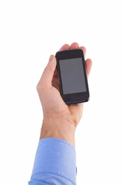 Hand of businessman showing smartphone — Stock Photo, Image