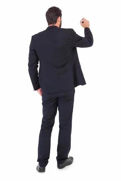 Επιχειρηματία στο κοστούμι γραφή με δείκτη — Φωτογραφία Αρχείου