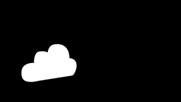 Біла хмара обчислень графіки на чорному — стокове відео