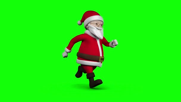 Cartoon Santa walking on green background — Stock Video