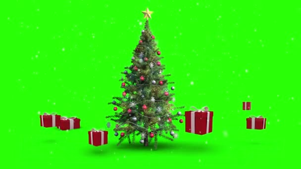 Regalos de Navidad que aparecen alrededor del árbol — Vídeo de stock