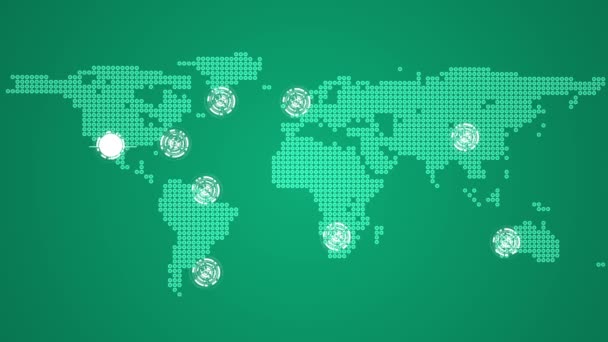 Tema delle connessioni globali in verde — Video Stock