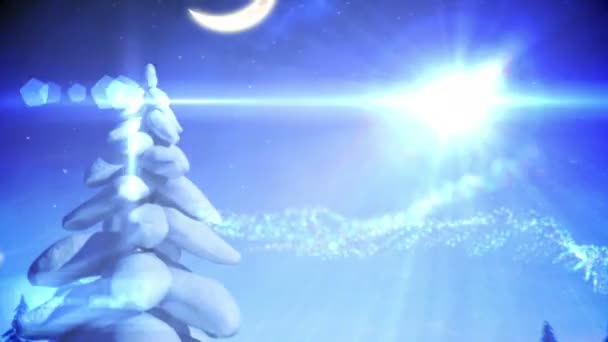 Papai Noel e seu trenó com cumprimentos mágicos de Natal — Vídeo de Stock