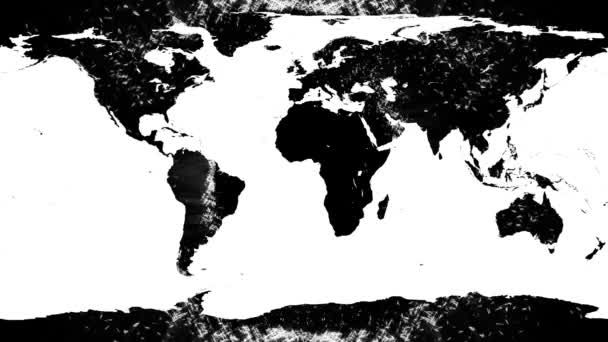 Mapa do mundo contra fundo estrelado cintilante — Vídeo de Stock