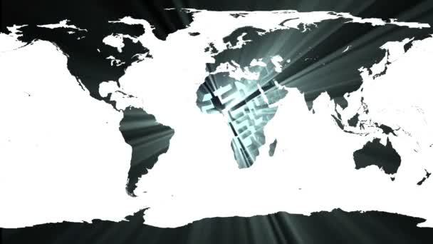Карта мира на мерцающем фоне — стоковое видео