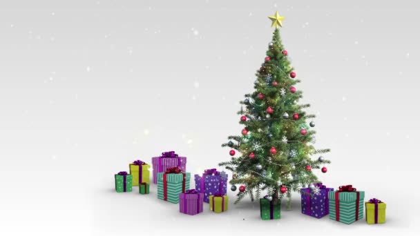 Regalos de Navidad que aparecen alrededor del árbol — Vídeo de stock