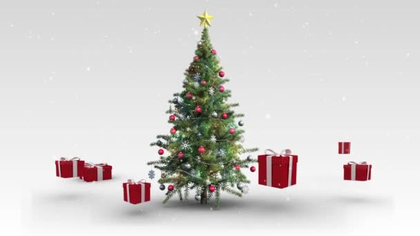 Regali di Natale che appaiono intorno all'albero — Video Stock