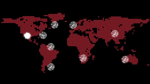 Tema delle connessioni globali in rosso e nero — Video Stock