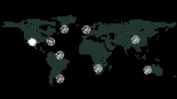 Tema de conexiones globales en verde y negro — Vídeo de stock