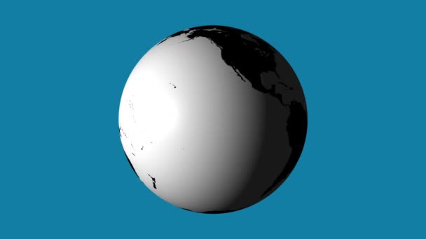 Tierra blanca girando sobre fondo azul — Vídeo de stock