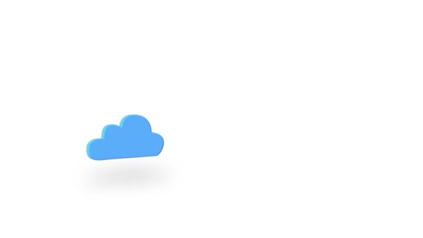 Blue cloud computing graphic on white — Stock Video