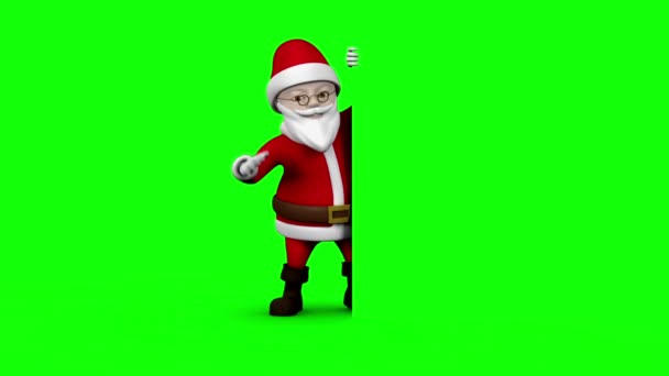 Cartoon-Weihnachtsmann präsentiert auf grünem Hintergrund — Stockvideo
