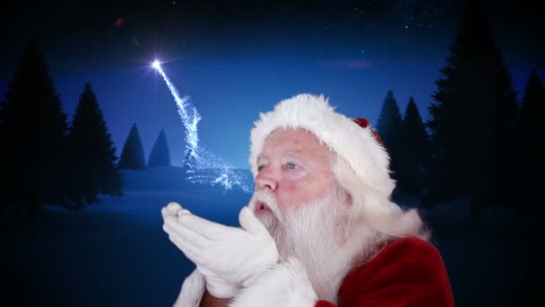 Santa, aby kouzelné vánoční strom se — Stock video