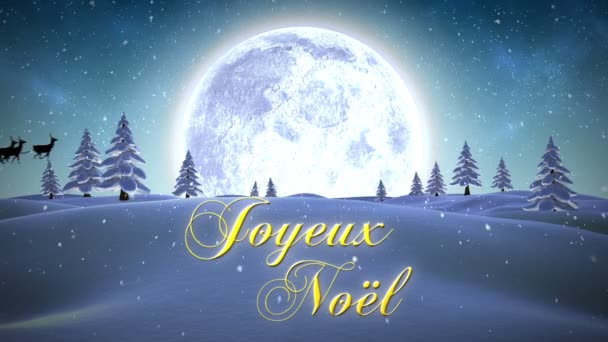 Joyeux noel message with flying santa — Stock Video