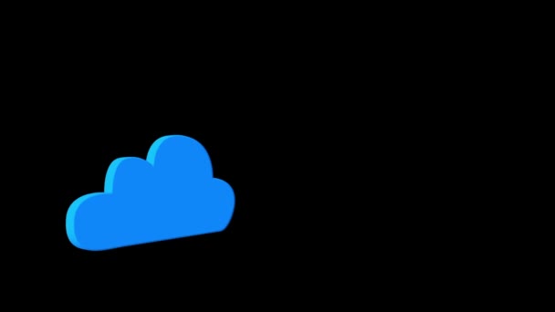 Blue Cloud Computing Grafik auf Schwarz — Stockvideo