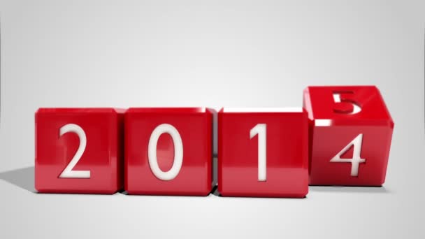 Bloques rojos cambiando de 2014 a 2015 — Vídeos de Stock