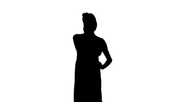 Frau telefoniert in schwarzer Silhouette — Stockvideo