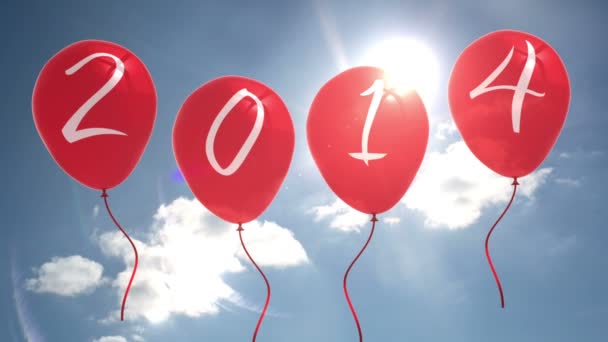 2015 balloons against blue sky — Stock Video