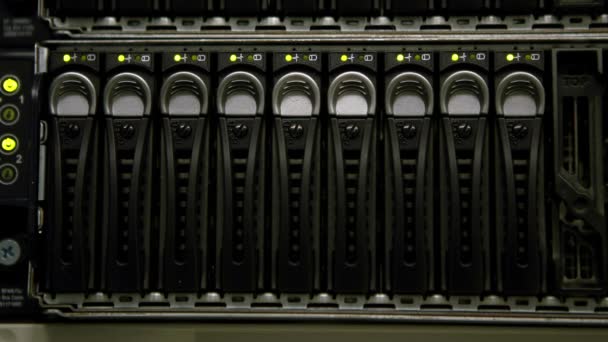 Green lights blinking on servers — Stock Video