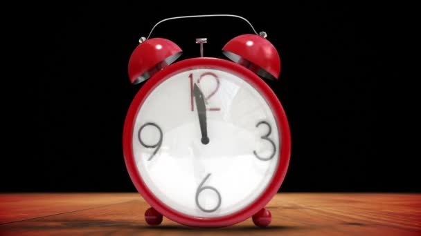 Reloj despertador lindo contando hasta medianoche — Vídeos de Stock