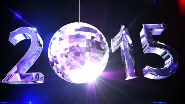 2015 con spinning disco ball — Vídeo de stock