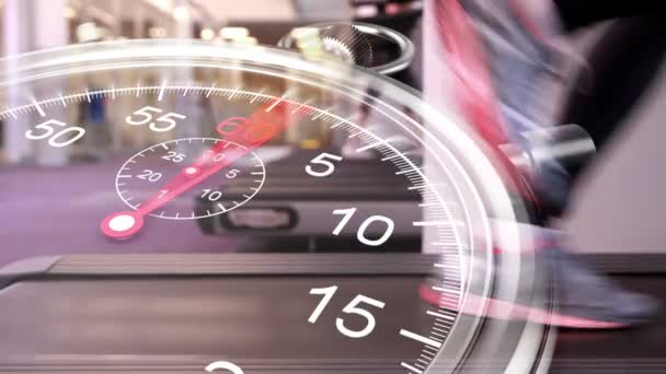 Kronometre grafiğin üzerine koşucu koşu bandı — Stok video