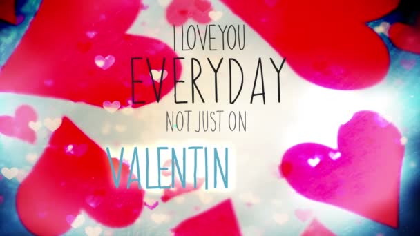 De dag van Valentijnskaarten begroeting op hart achtergrond — Stockvideo