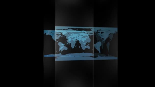 Transparenter Block mit Weltkarte — Stockvideo