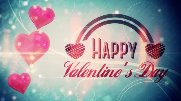 Cuori scintillanti con messaggio di San Valentino — Video Stock