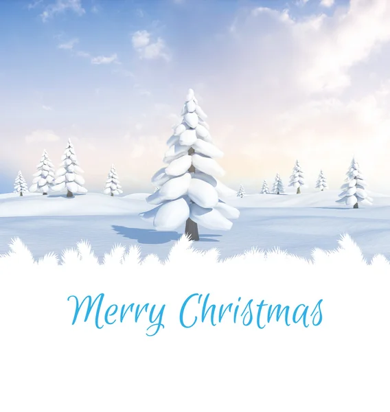 Merry Christmas against snowy landscape — Stock Photo, Image
