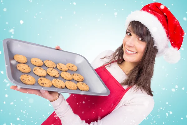 Morena ofreciendo galletas calientes — Foto de Stock