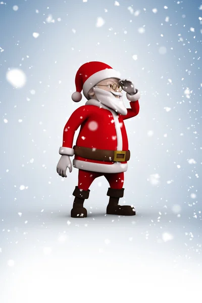 Cartoon santa with snow falling — Stock Photo, Image