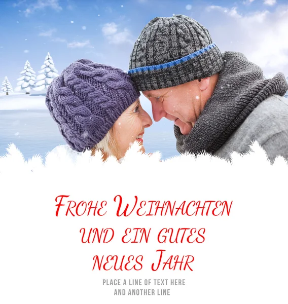 Imagem composta de casal de inverno maduro — Fotografia de Stock