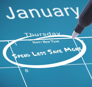 New years resolution on calendar clipart