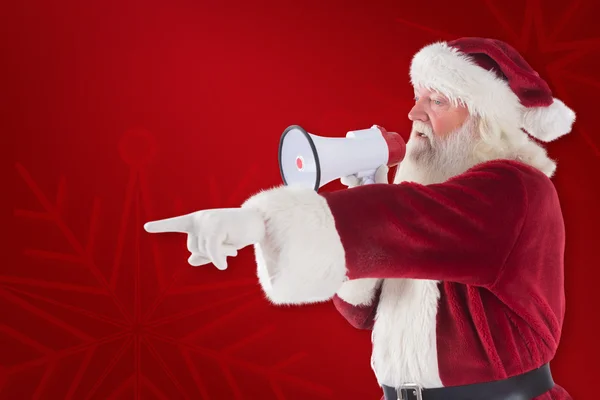 Santa gebruikt megafoon — Stockfoto