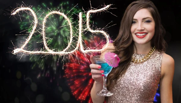 Brunette with cocktail — Stock Photo, Image