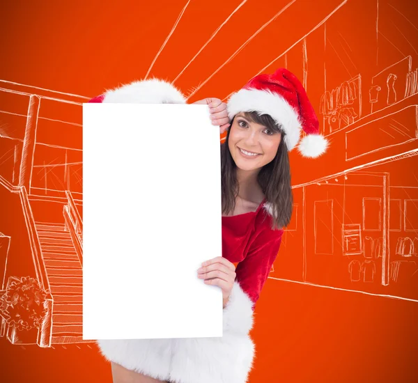 Sevimli Noel Baba kız holding poster — Stok fotoğraf