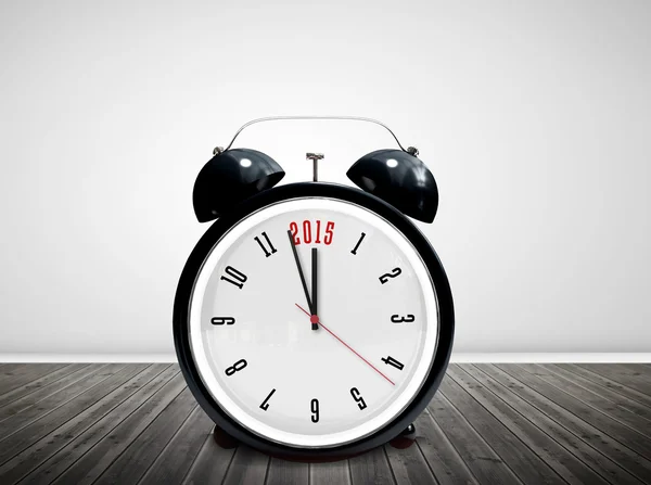 2015 in black alarm clock — Stock Photo, Image