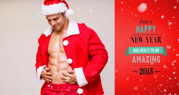 Ritratto di uomo macho in costume da Babbo Natale — Foto Stock