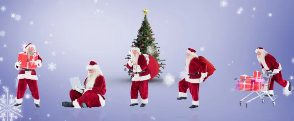 Zusammengesetztes Bild verschiedener Weihnachtsmänner — Stockfoto