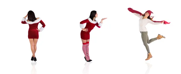 Different pretty girls in santa outfit — Stock Photo, Image