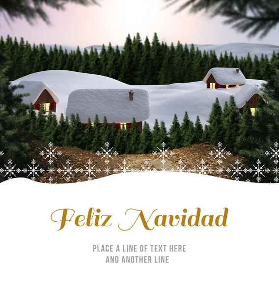 Feliz navidad contra bonito aldeia — Fotografia de Stock