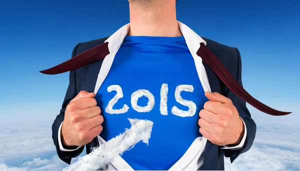 Empresario abriendo su camisa superhéroe — Foto de Stock