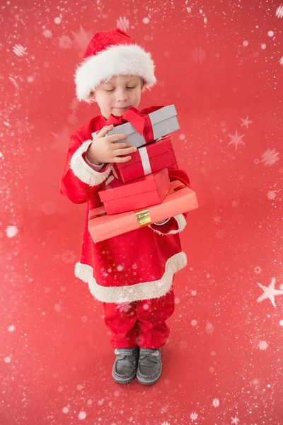 Carino bambino in costume da Babbo Natale — Foto Stock