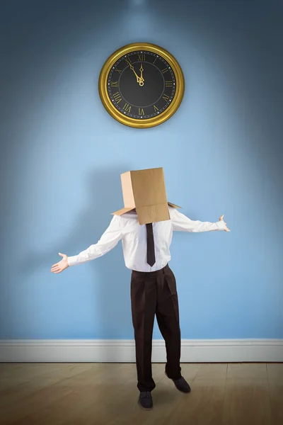 Composite image of anonymous businessman with arms out — Stock Photo, Image