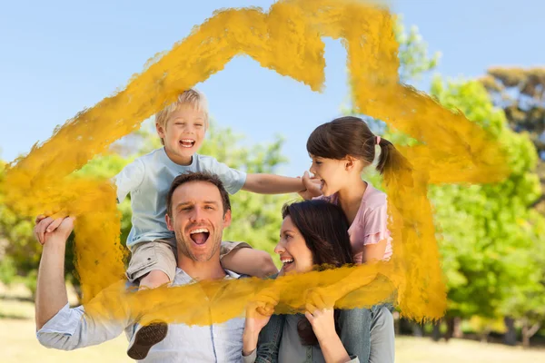 Zusammengesetzte Abbildung von Häuserumrissen in Wolken — Stockfoto